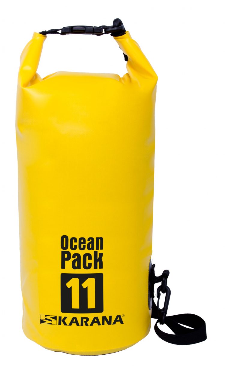 Ocean Pack dry bag by Karana, 11 liters, yellow